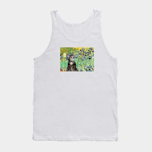 "Irises" the Masterpiece by Van Gogh has been Adapted to Include a Tabby Cat Tank Top